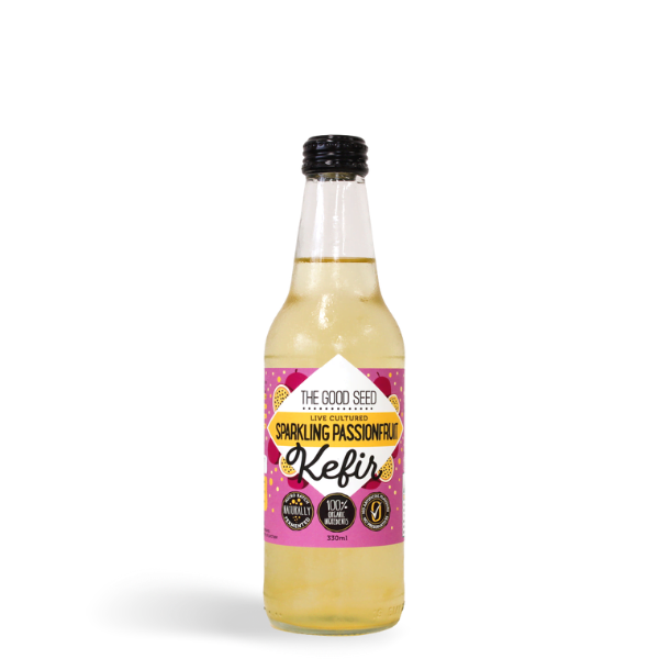 the good seed sparkling organic water kefir passionfruit