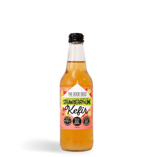 the good seed organic sparkling water kefir Strawberry Lime